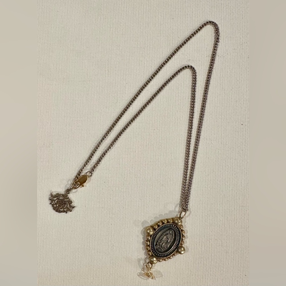 Our Lady of Guadeloupe Elegant Silver and Gold Pendant Necklace